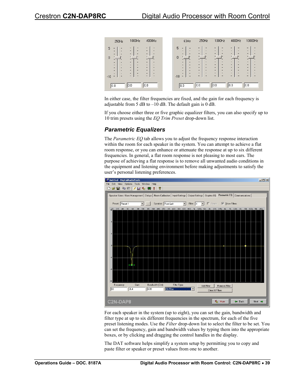 Parametric equalizers, 39 ad | Crestron electronic C2N-DAP8RC User Manual | Page 43 / 80