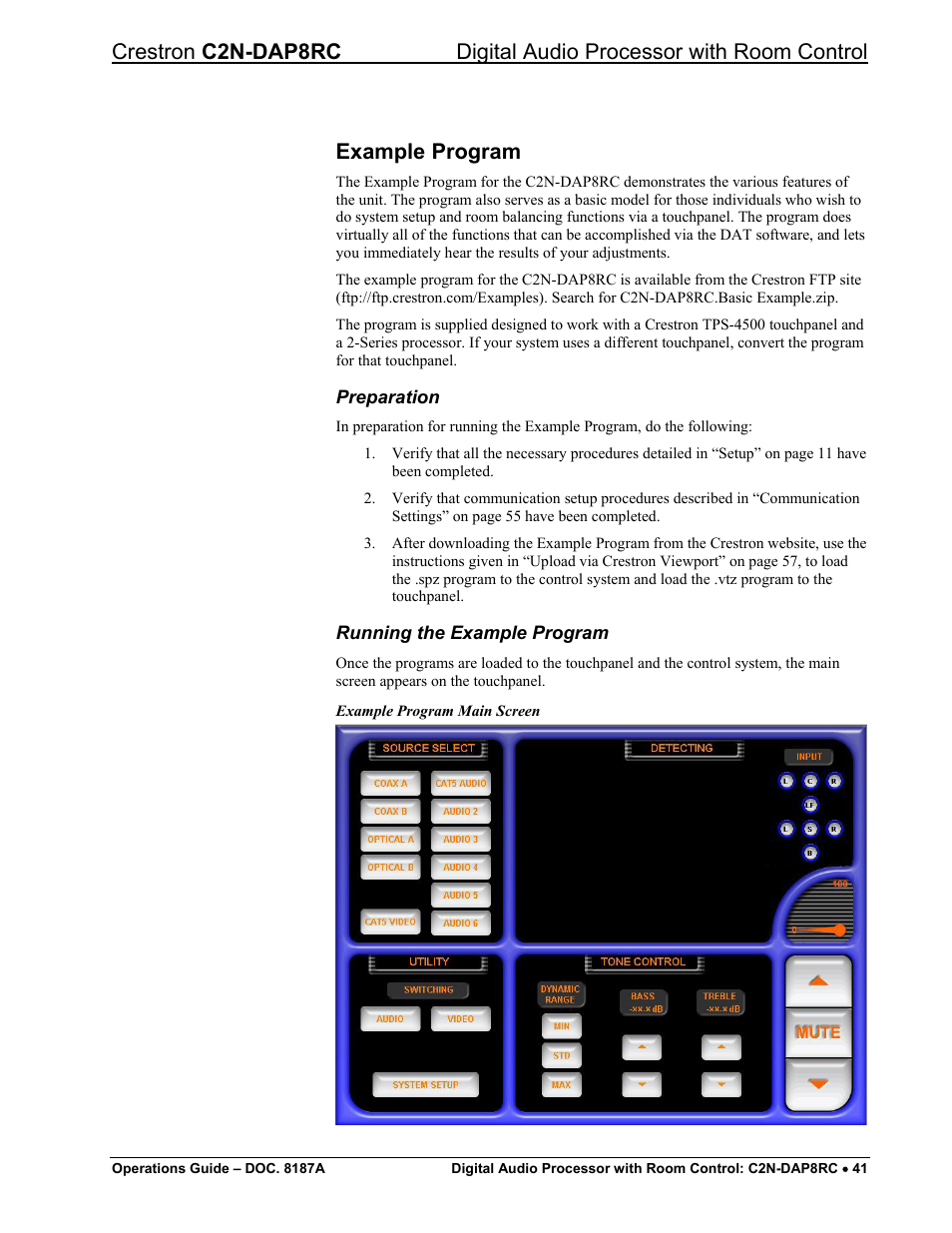 Example program | Crestron electronic C2N-DAP8RC User Manual | Page 45 / 80