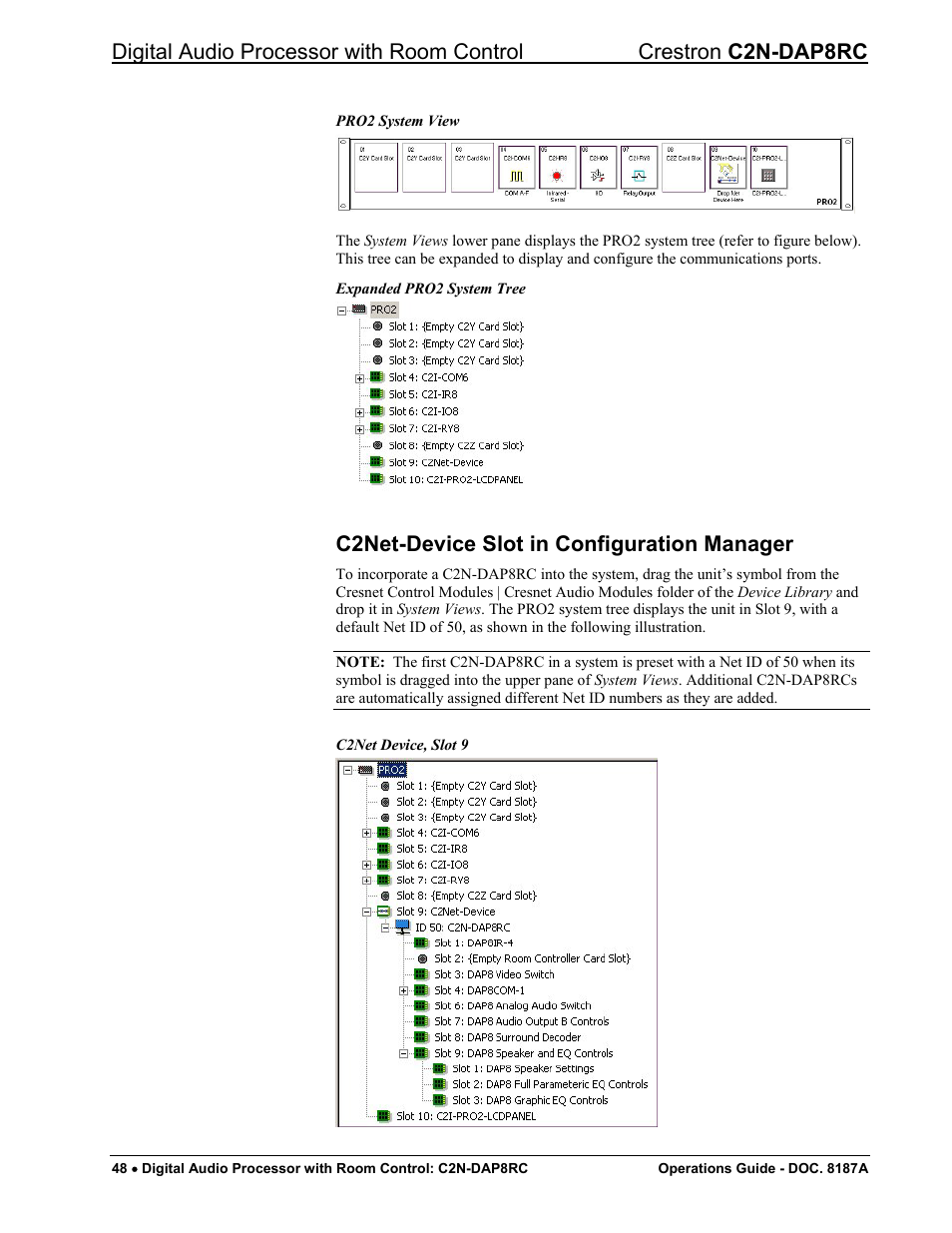 C2net-device slot in configuration manager | Crestron electronic C2N-DAP8RC User Manual | Page 52 / 80