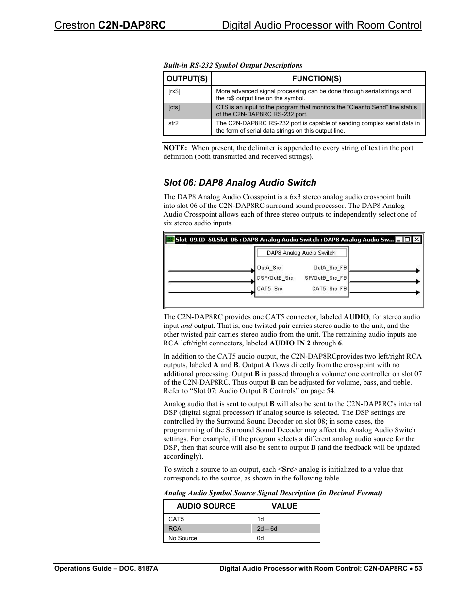 Slot 06: dap8 analog audio switch | Crestron electronic C2N-DAP8RC User Manual | Page 57 / 80