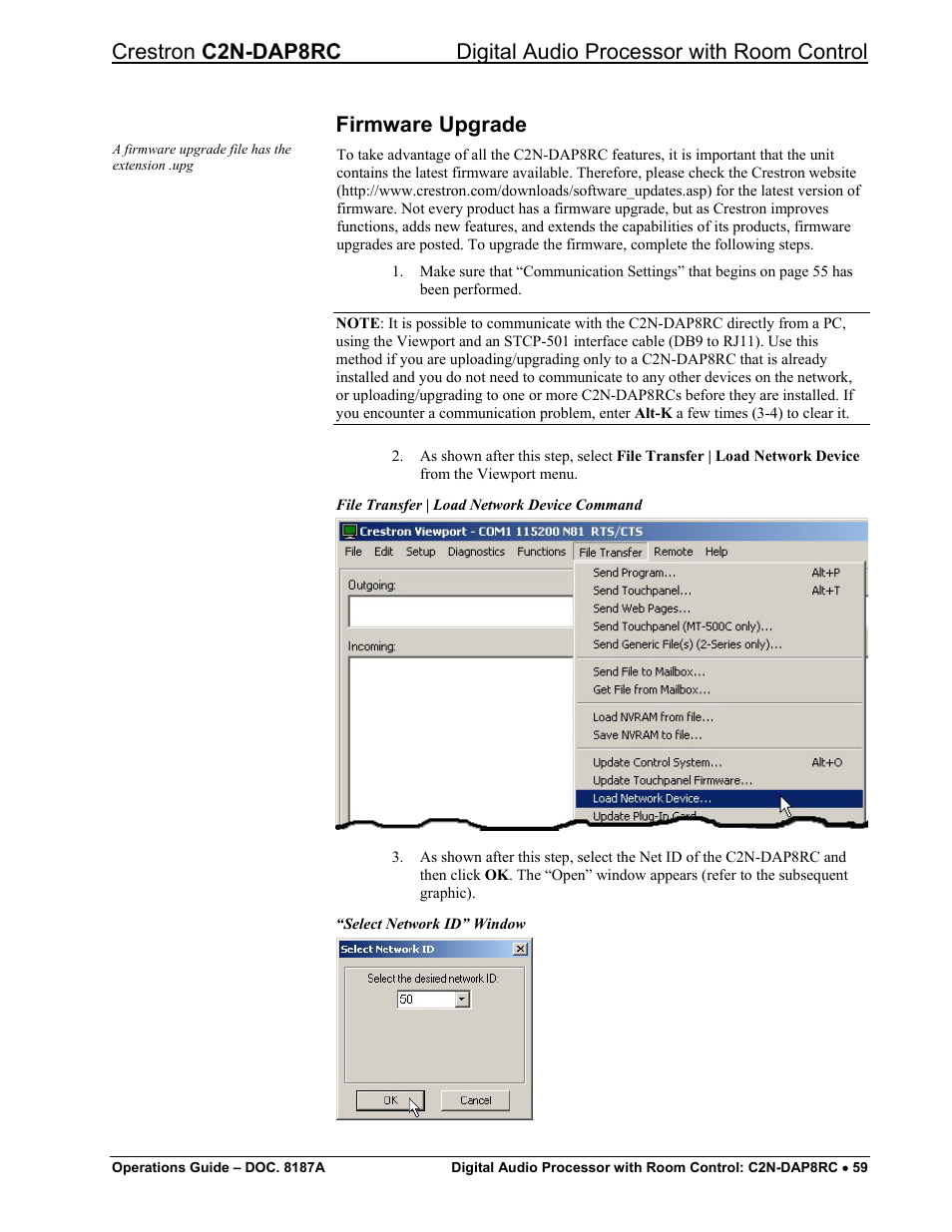 Firmware upgrade | Crestron electronic C2N-DAP8RC User Manual | Page 63 / 80
