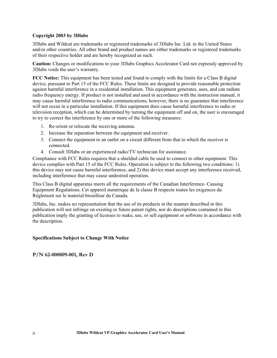 3DLABS VP User Manual | Page 2 / 41