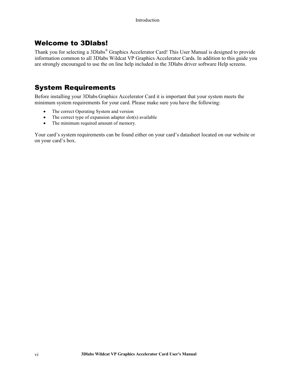 Welcome to 3dlabs, System requirements | 3DLABS VP User Manual | Page 6 / 41