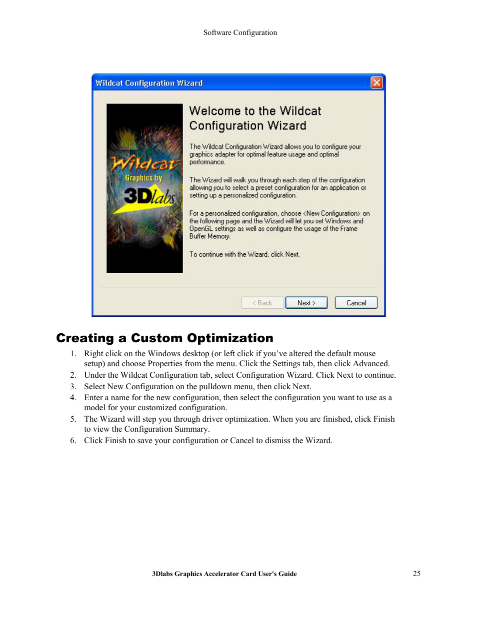 Creating a custom optimization | 3DLABS Wildcat4 7110 User Manual | Page 29 / 50