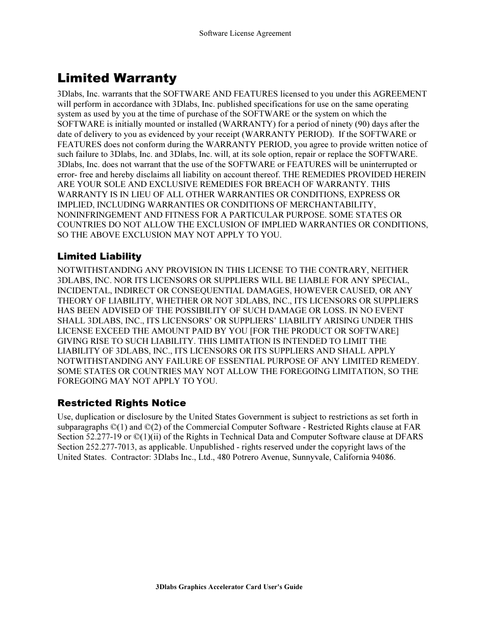 Limited warranty | 3DLABS Wildcat III 6110 User Manual | Page 45 / 56