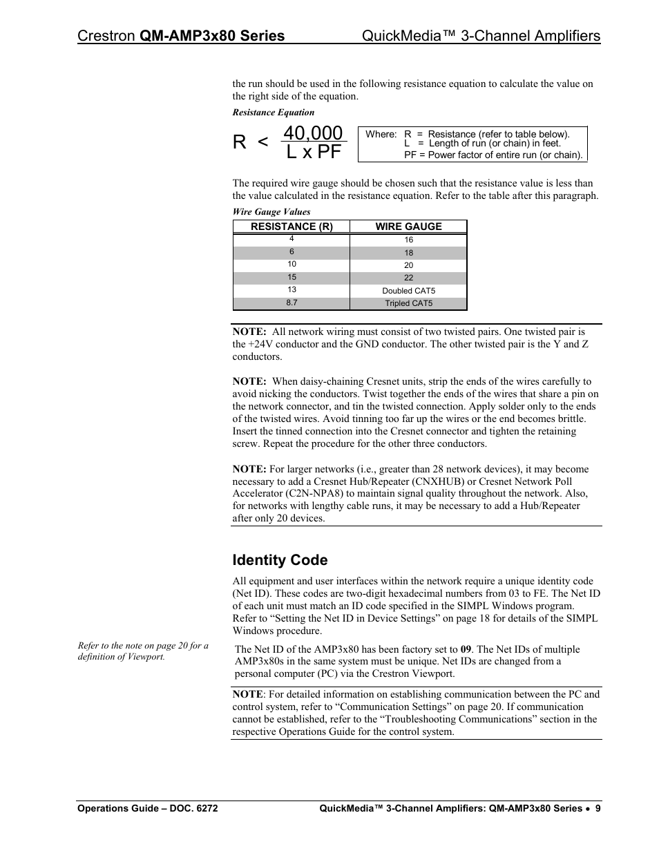 Identity code | Crestron electronic QM-AMP3x80 Series User Manual | Page 13 / 32