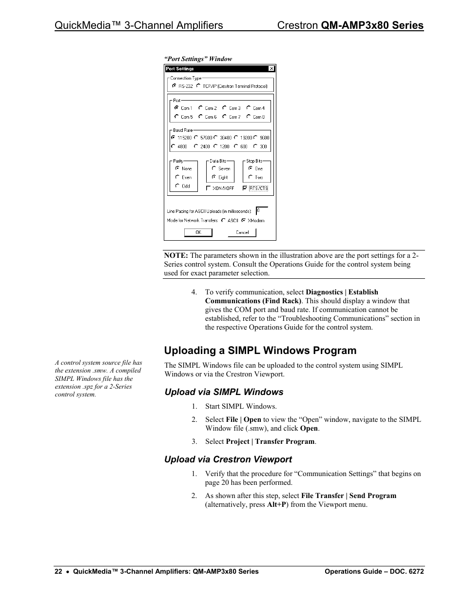 Uploading a simpl windows program | Crestron electronic QM-AMP3x80 Series User Manual | Page 26 / 32