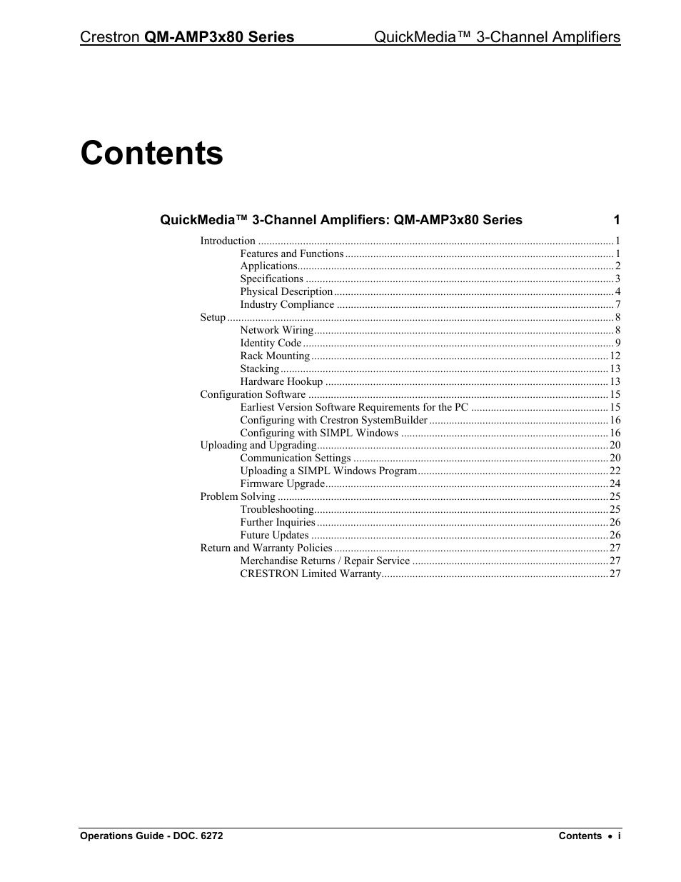 Crestron electronic QM-AMP3x80 Series User Manual | Page 3 / 32