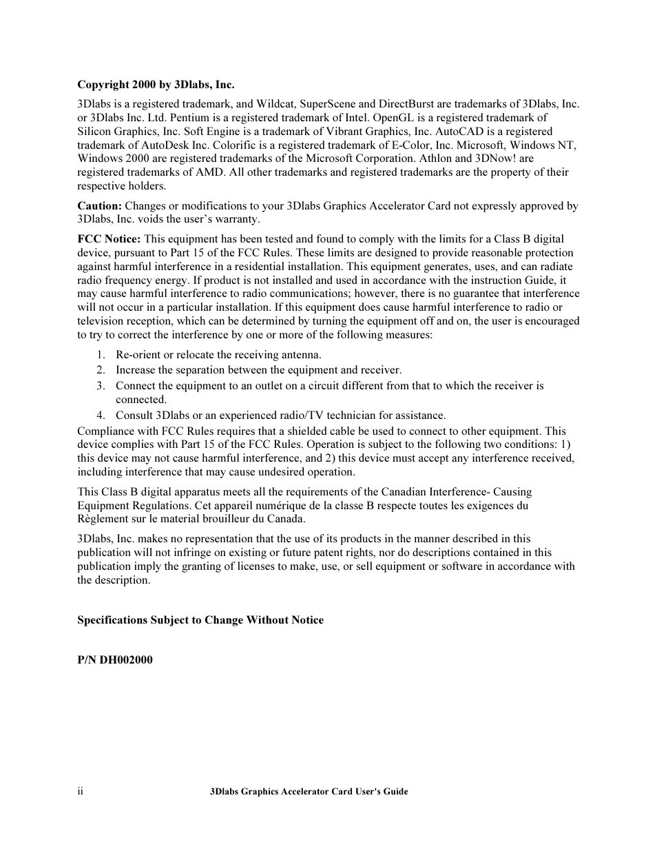 3DLABS Wildcat II 5110 User Manual | Page 2 / 57