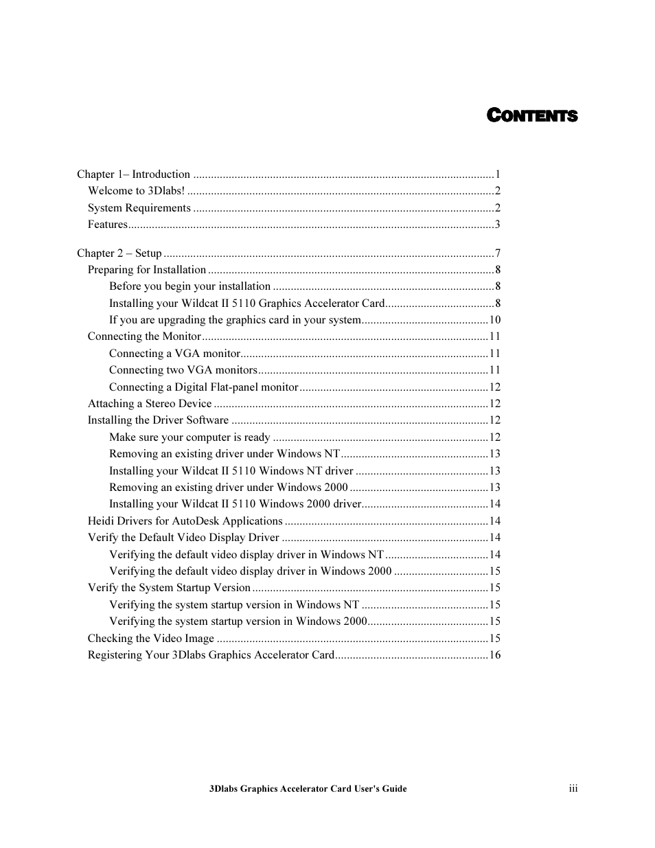 Lkqbkqp | 3DLABS Wildcat II 5110 User Manual | Page 3 / 57