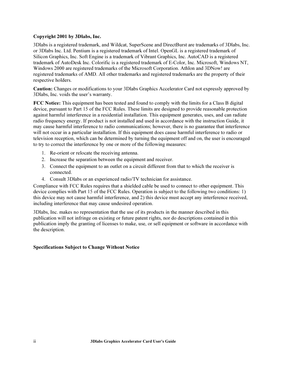 3DLABS Wildcat II 5000 User Manual | Page 2 / 51