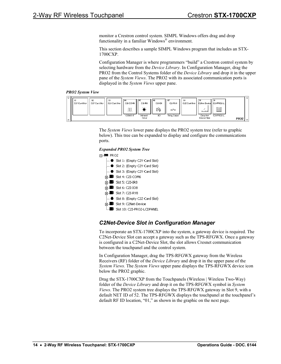 C2net-device slot in configuration manager, Way rf wireless touchpanel crestron stx-1700cxp | Crestron electronic STX-1700CXP User Manual | Page 18 / 40