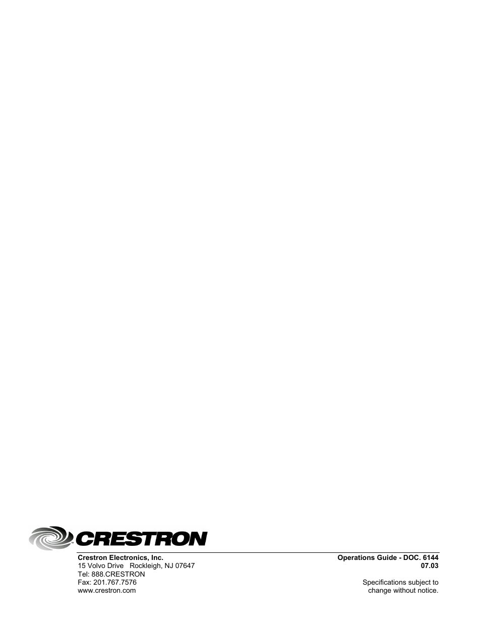 Crestron electronic STX-1700CXP User Manual | Page 40 / 40