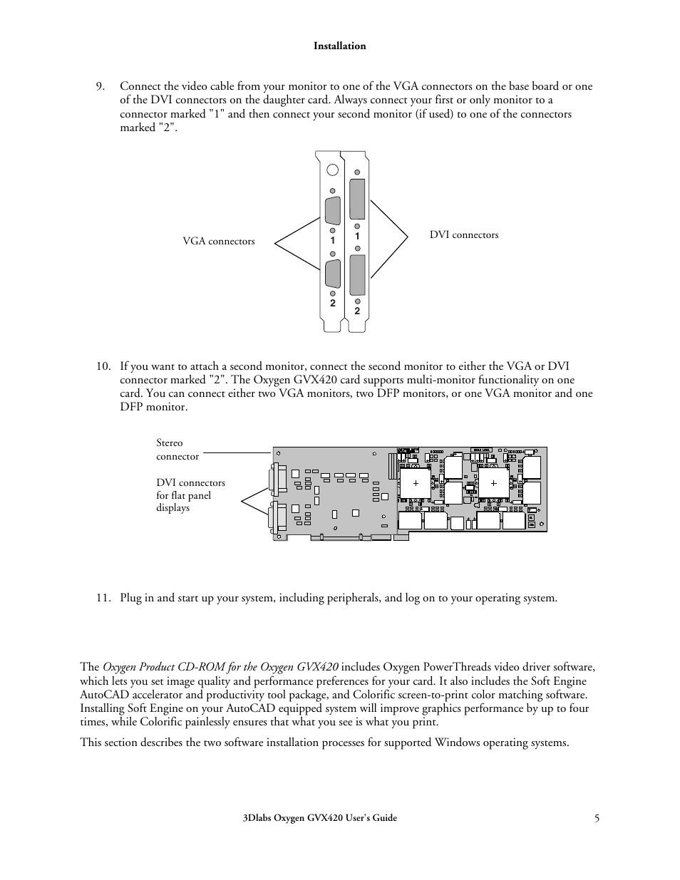 Installing software | 3DLABS Oxygen GVX420 User Manual | Page 15 / 44