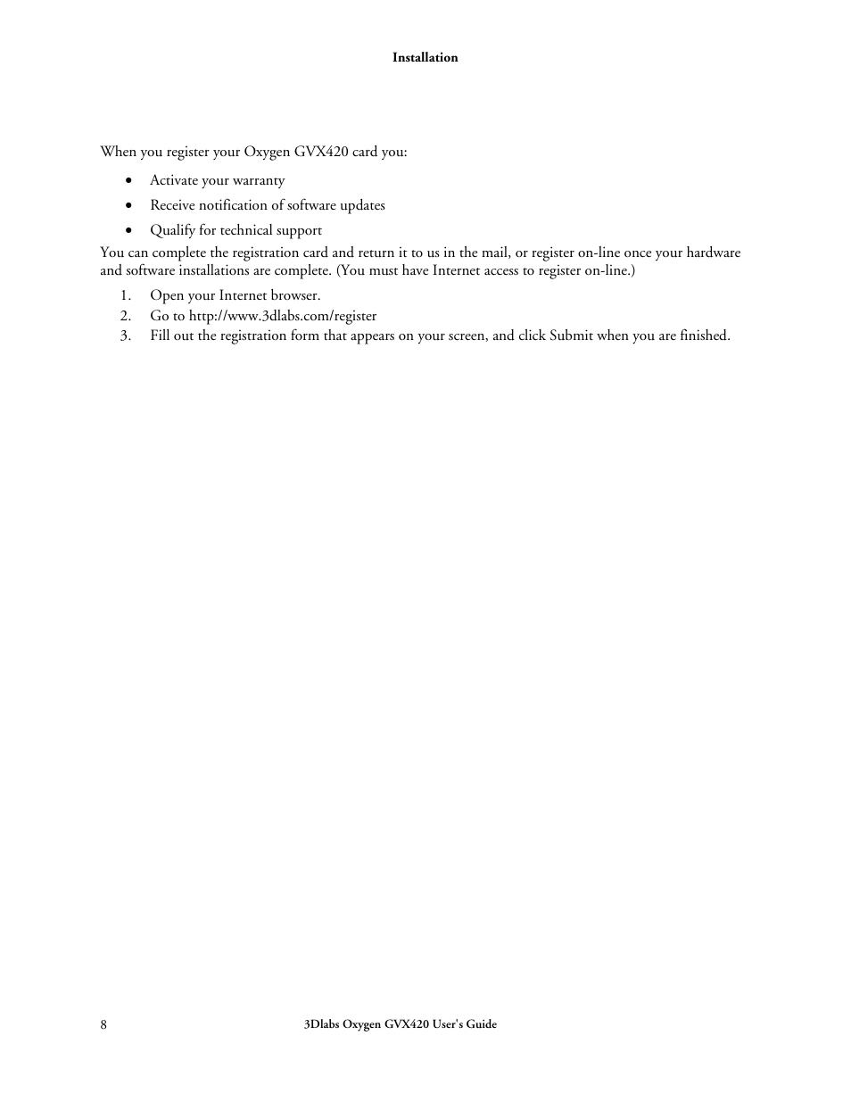 Registering oxygen gvx420 | 3DLABS Oxygen GVX420 User Manual | Page 18 / 44