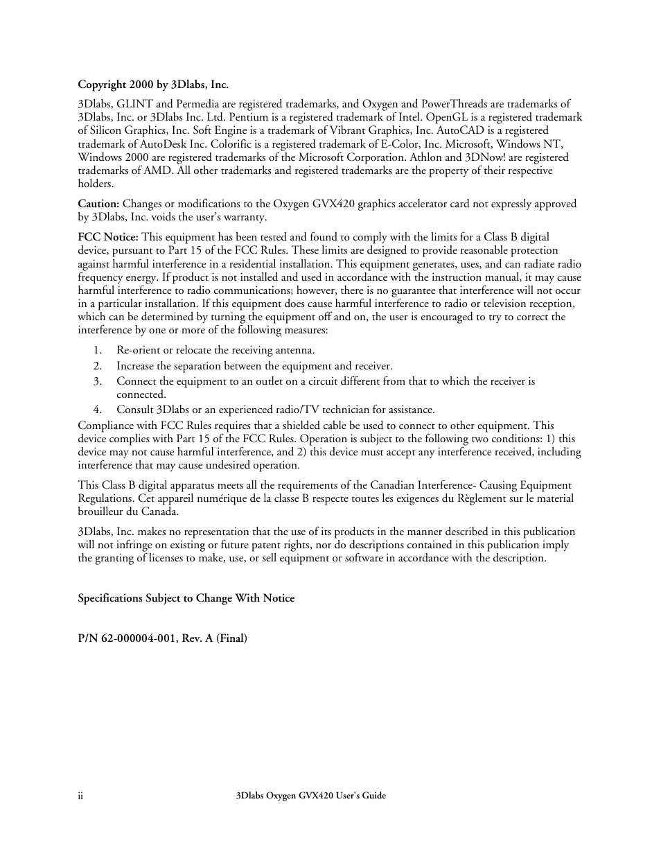 3DLABS Oxygen GVX420 User Manual | Page 2 / 44