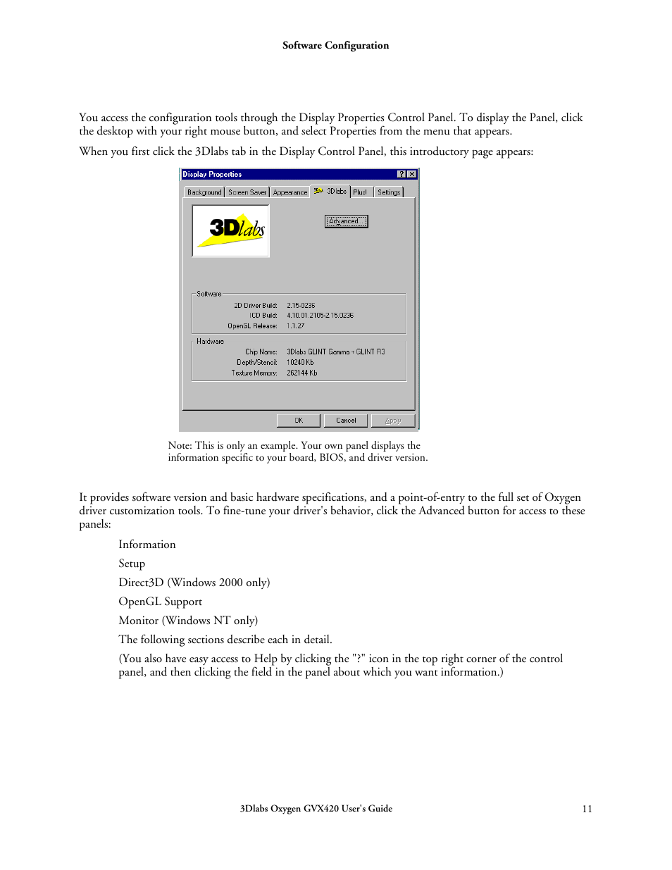 The display control panel | 3DLABS Oxygen GVX420 User Manual | Page 21 / 44