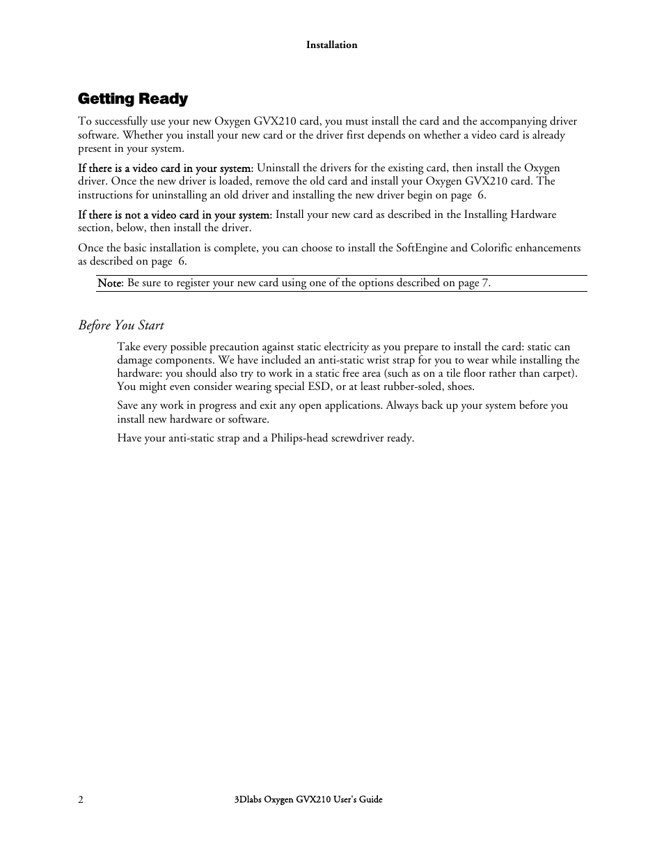 Getting ready, Before you start | 3DLABS Oxygen GVX210 User Manual | Page 12 / 49