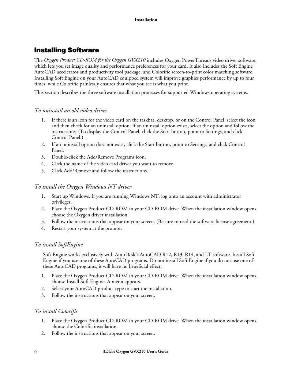 Installing software | 3DLABS Oxygen GVX210 User Manual | Page 16 / 49