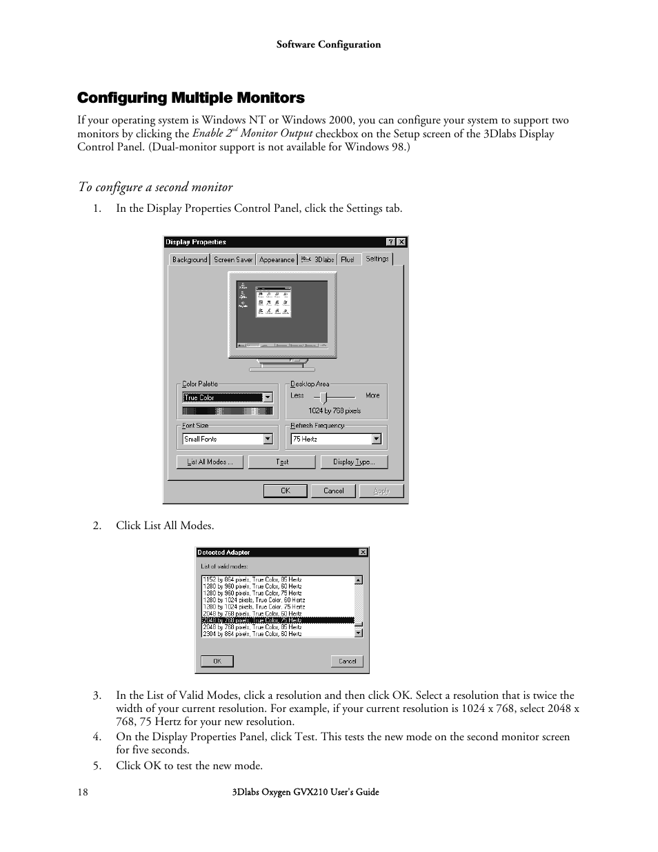 Configuring multiple monitors | 3DLABS Oxygen GVX210 User Manual | Page 28 / 49