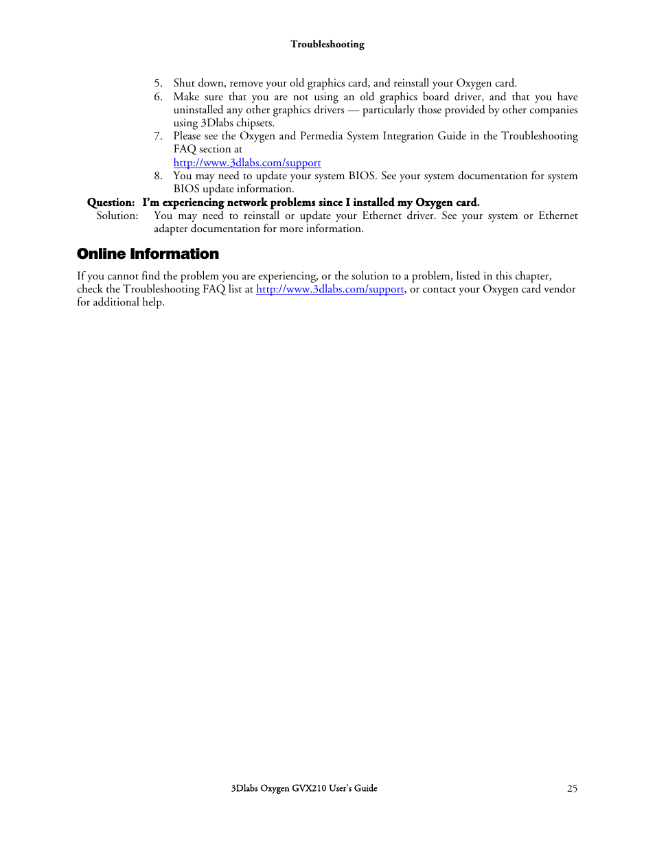 Online information | 3DLABS Oxygen GVX210 User Manual | Page 35 / 49
