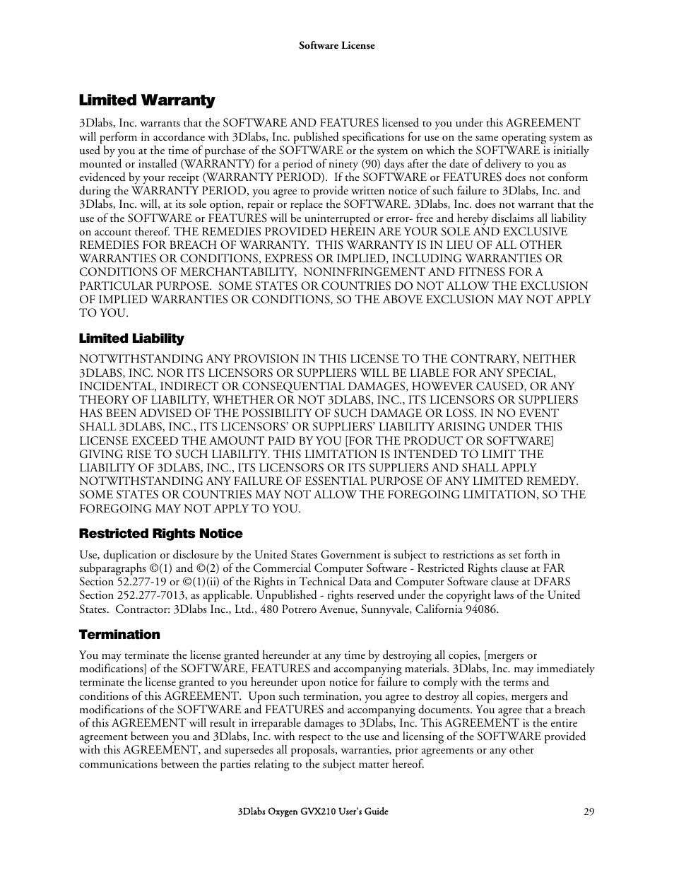 Limited warranty | 3DLABS Oxygen GVX210 User Manual | Page 39 / 49