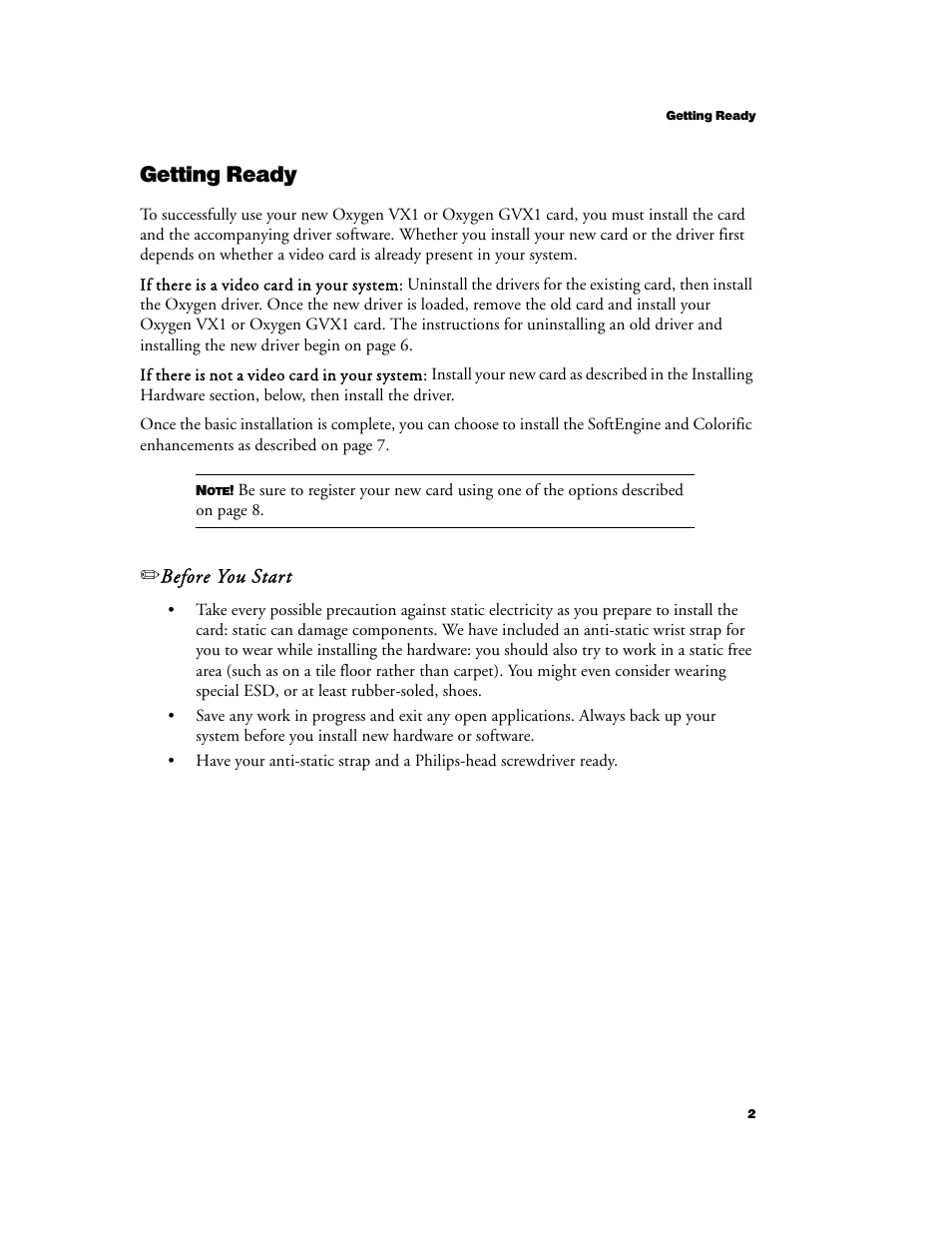 Getting ready, Before you start | 3DLABS Oxygen VX1 User Manual | Page 11 / 52