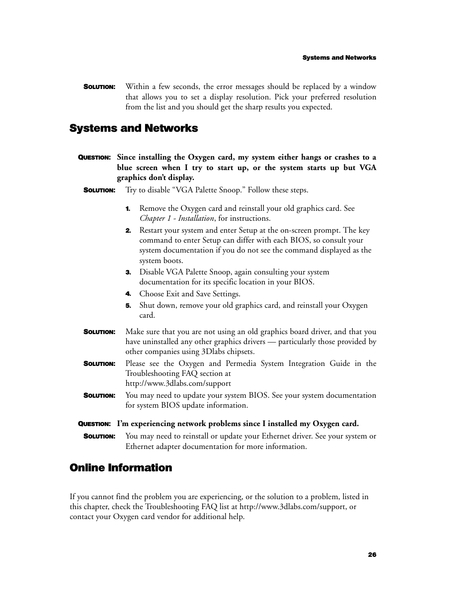 Systems and networks, Online information | 3DLABS Oxygen VX1 User Manual | Page 35 / 52