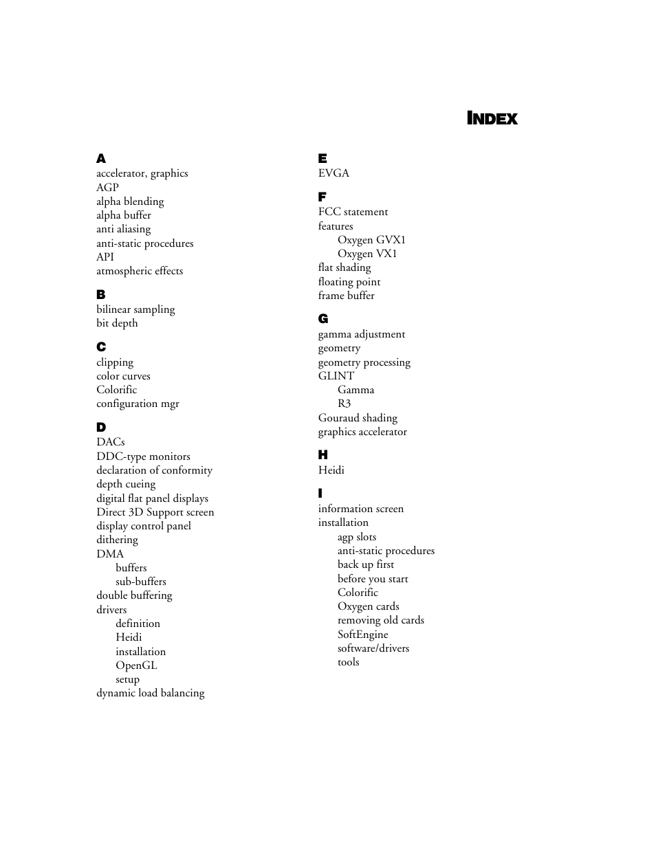 Ndex | 3DLABS Oxygen VX1 User Manual | Page 50 / 52