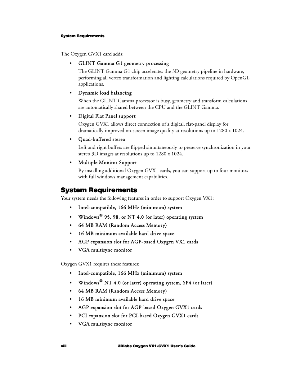 System requirements | 3DLABS Oxygen VX1 User Manual | Page 8 / 52