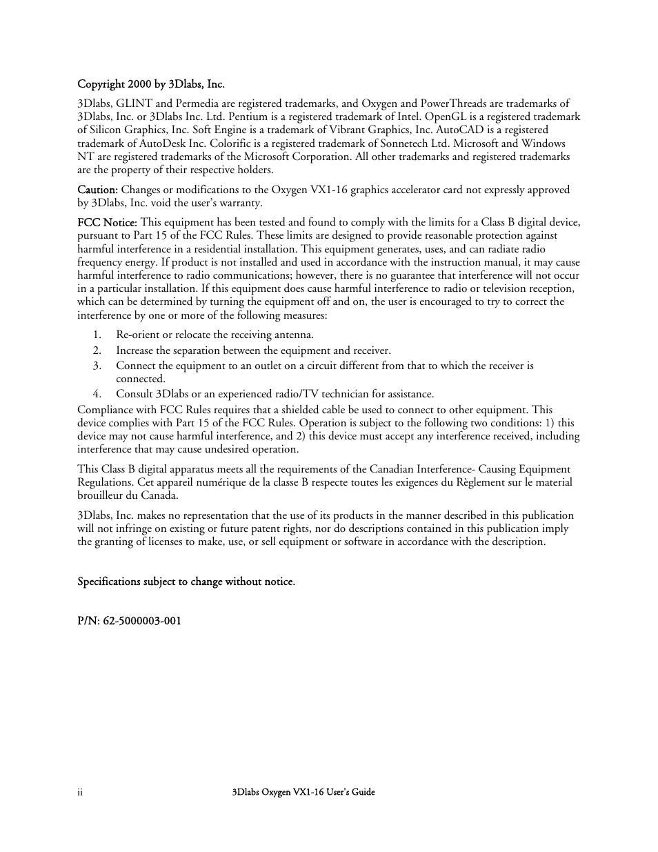 3DLABS Oxygen VX1-16 User Manual | Page 2 / 45