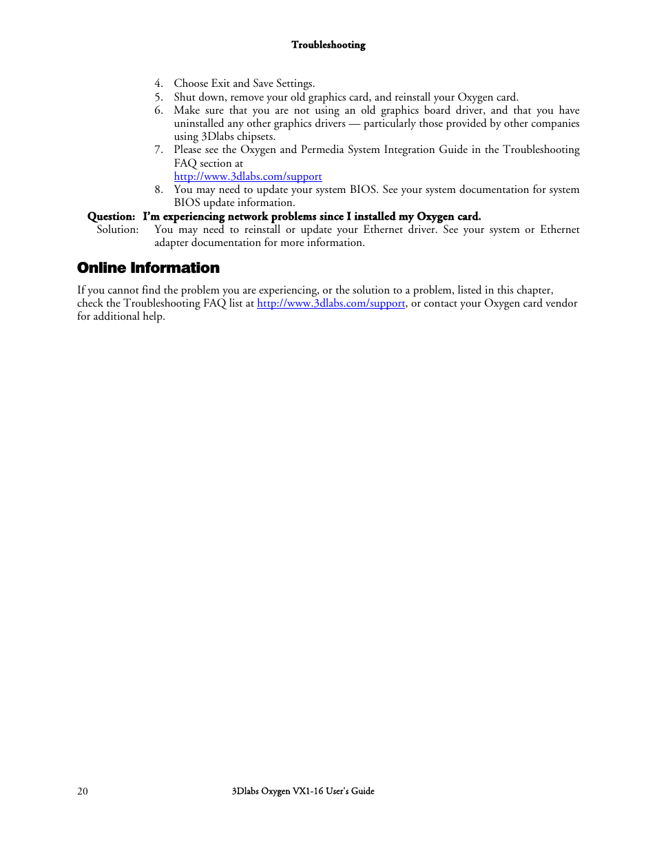 Online information | 3DLABS Oxygen VX1-16 User Manual | Page 30 / 45