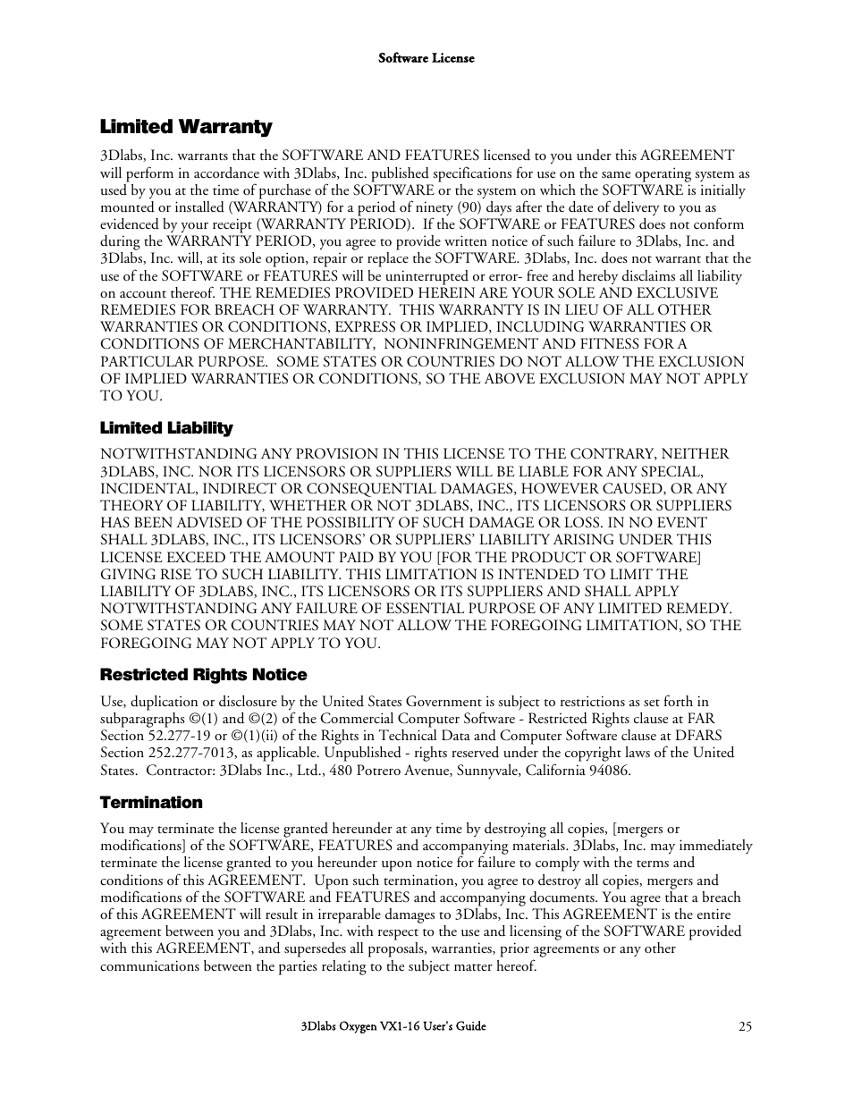 Limited warranty | 3DLABS Oxygen VX1-16 User Manual | Page 35 / 45