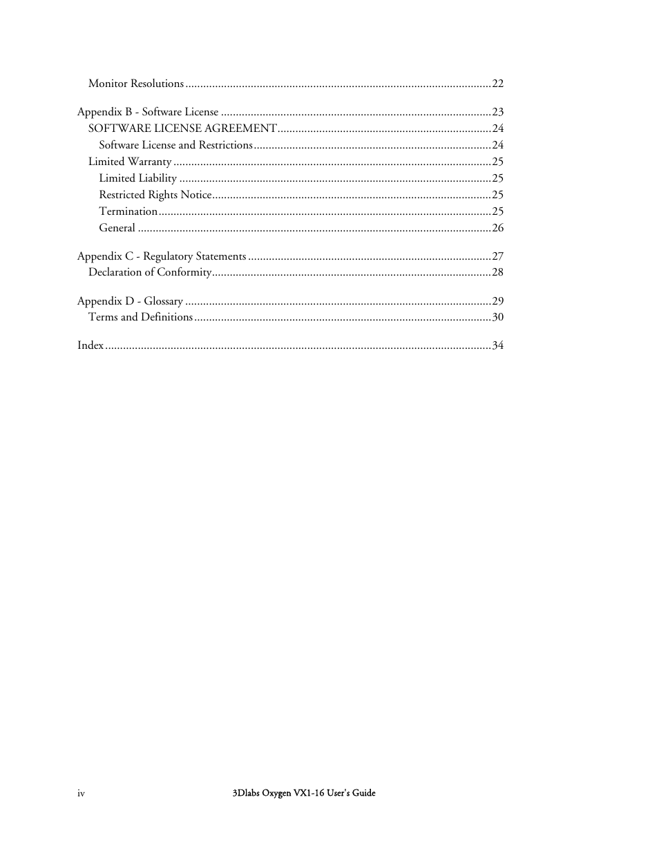 3DLABS Oxygen VX1-16 User Manual | Page 4 / 45