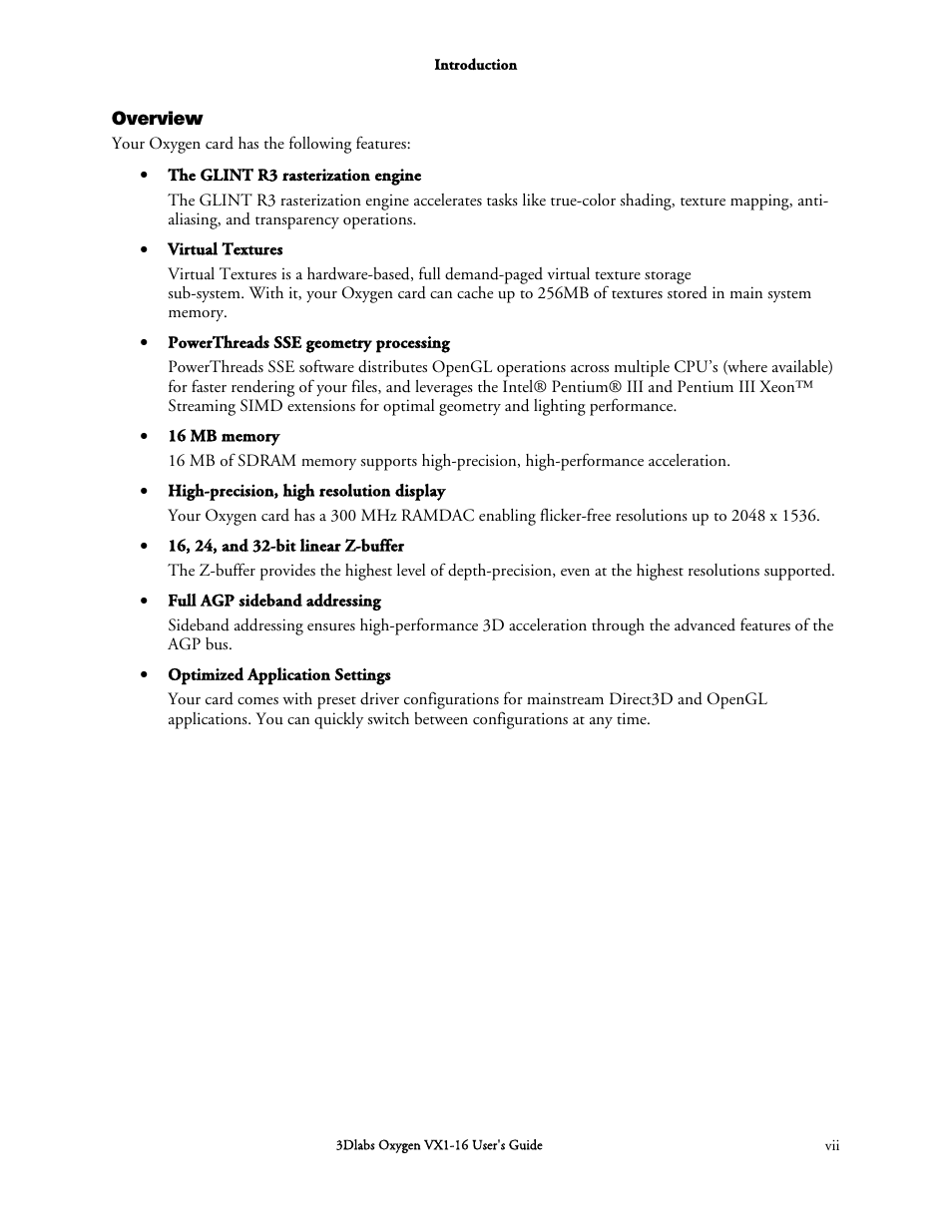 3DLABS Oxygen VX1-16 User Manual | Page 7 / 45