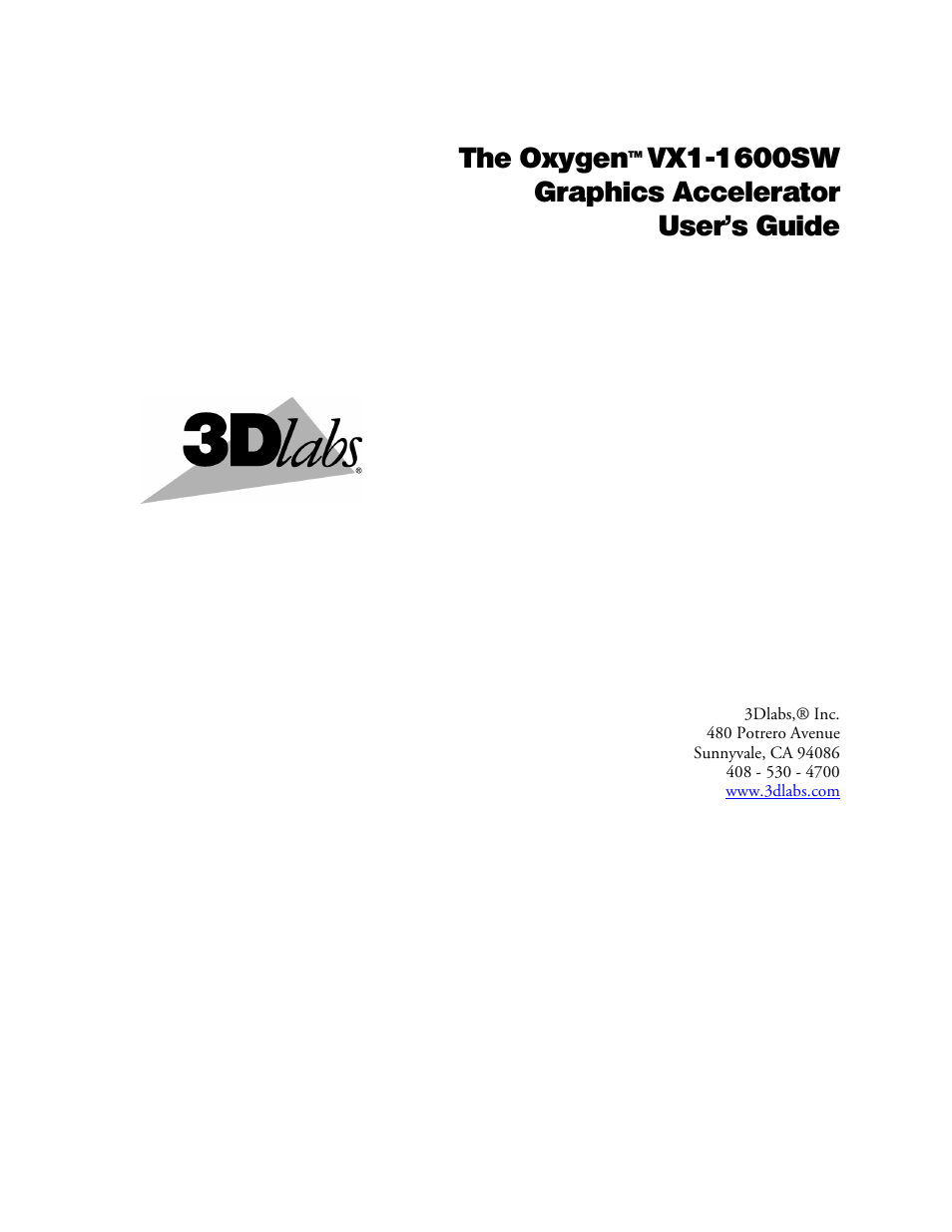 3DLABS Oxygen VX1-1600SW User Manual | 46 pages