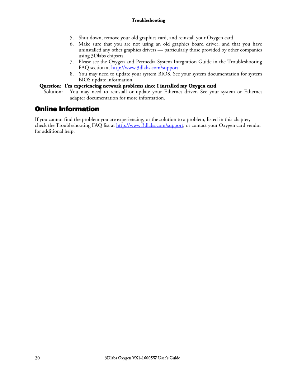 Online information | 3DLABS Oxygen VX1-1600SW User Manual | Page 30 / 46