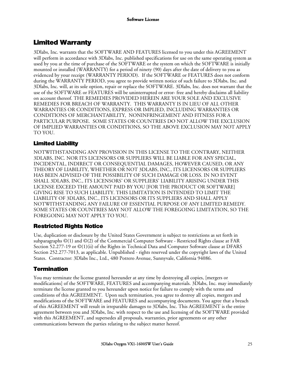 Limited warranty | 3DLABS Oxygen VX1-1600SW User Manual | Page 35 / 46