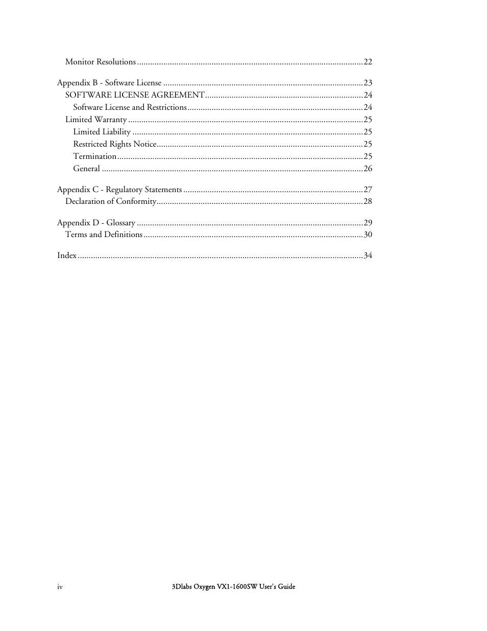 3DLABS Oxygen VX1-1600SW User Manual | Page 4 / 46