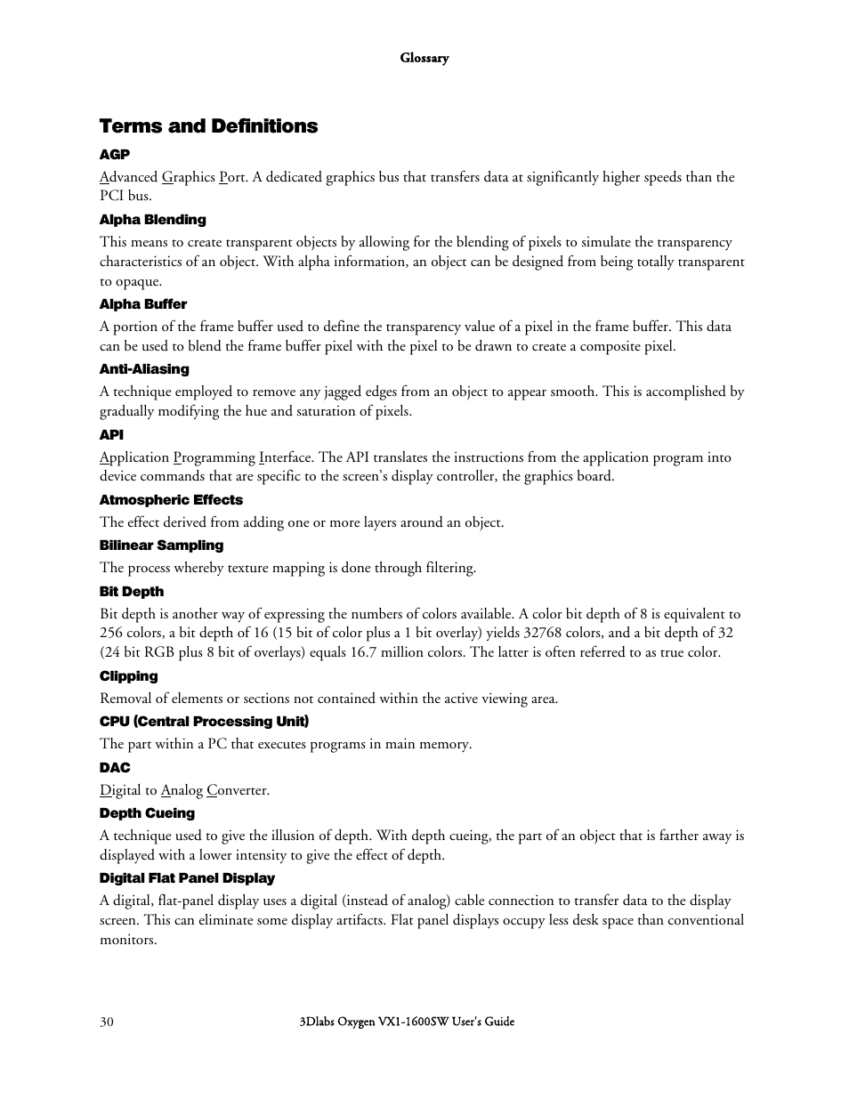 Terms and definitions | 3DLABS Oxygen VX1-1600SW User Manual | Page 40 / 46