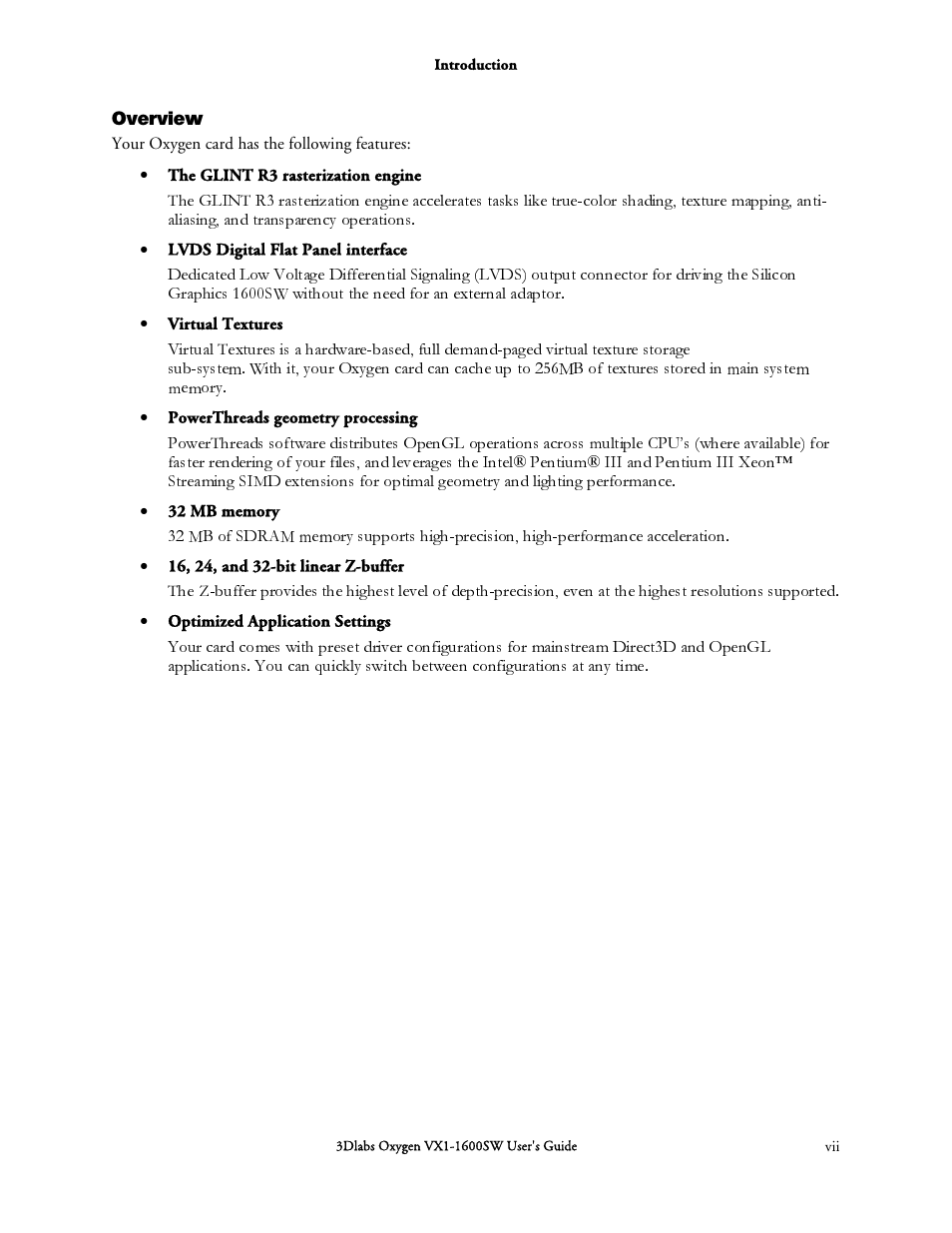 3DLABS Oxygen VX1-1600SW User Manual | Page 7 / 46