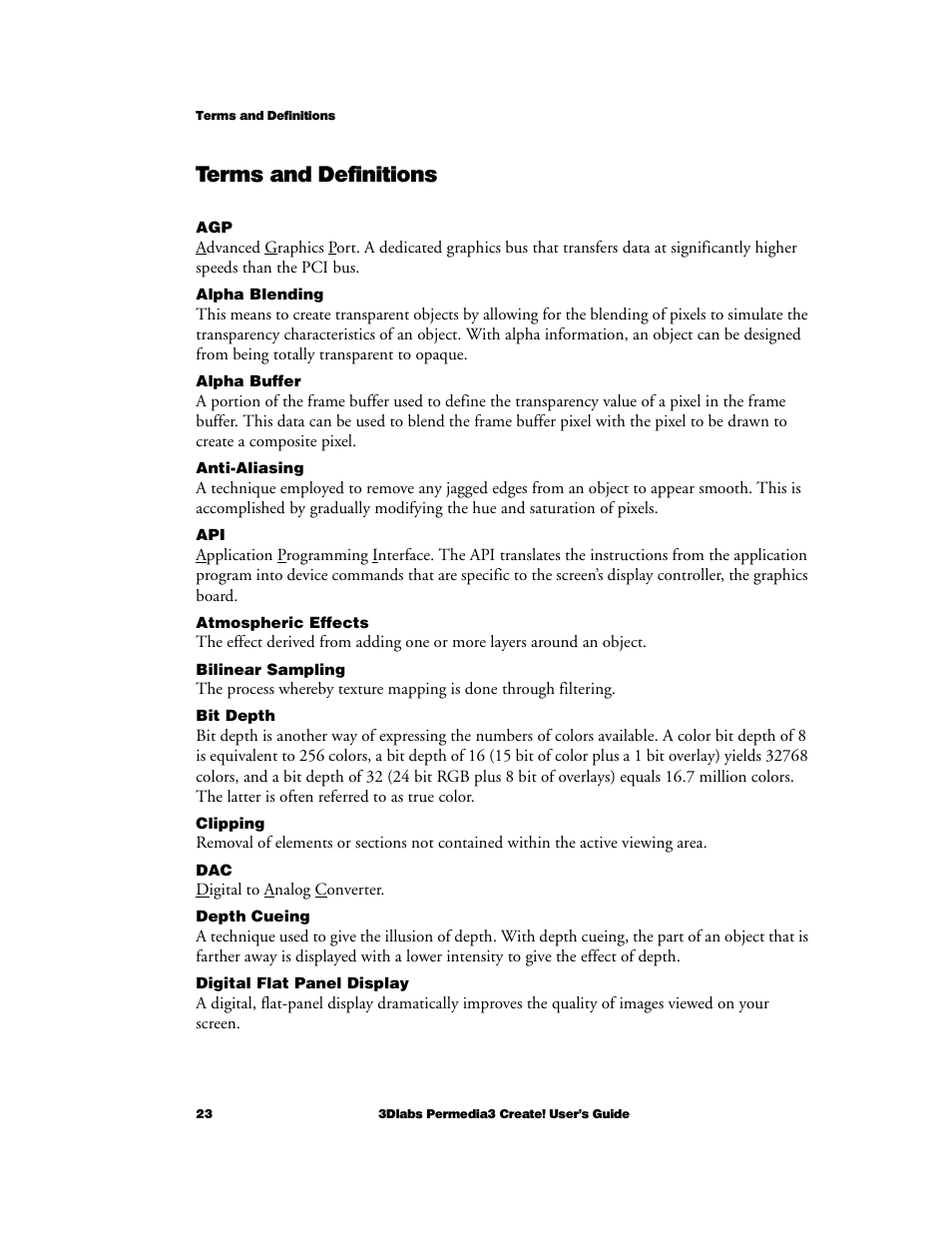 Terms and definitions | 3DLABS Permedia3 User Manual | Page 30 / 41