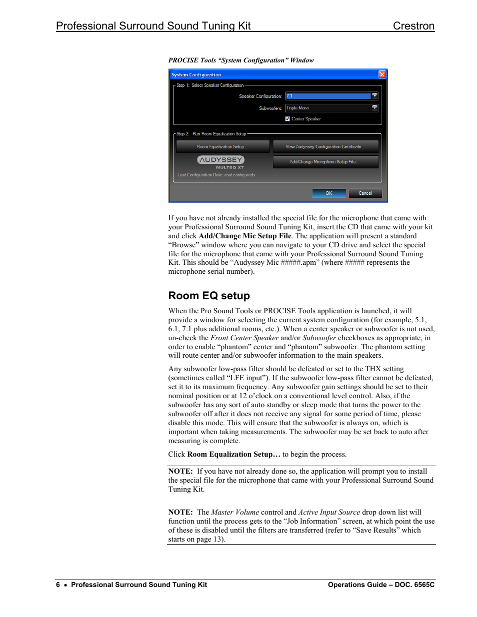Room eq setup, Professional surround sound tuning kit crestron | Crestron electronic Surround Sound Tuning Kit User Manual | Page 14 / 32