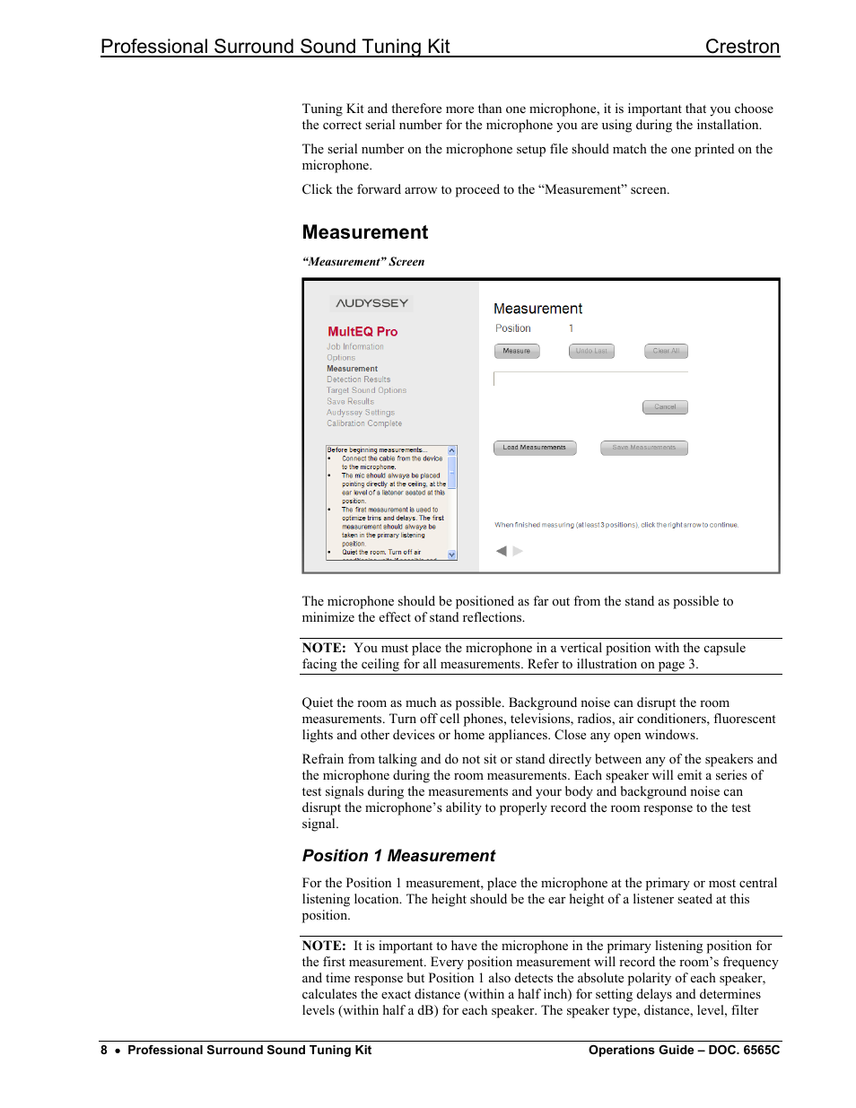 Measurement, Professional surround sound tuning kit crestron | Crestron electronic Surround Sound Tuning Kit User Manual | Page 16 / 32