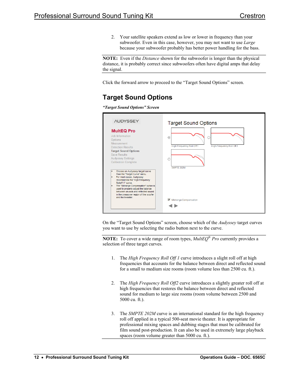 Target sound options, Professional surround sound tuning kit crestron | Crestron electronic Surround Sound Tuning Kit User Manual | Page 20 / 32
