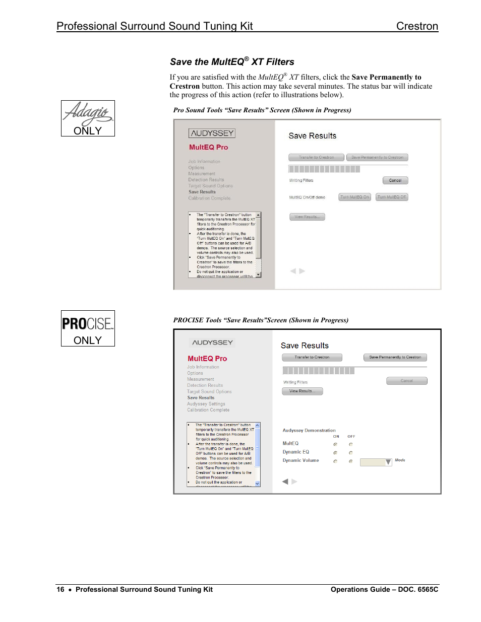 Professional surround sound tuning kit crestron, Only | Crestron electronic Surround Sound Tuning Kit User Manual | Page 24 / 32