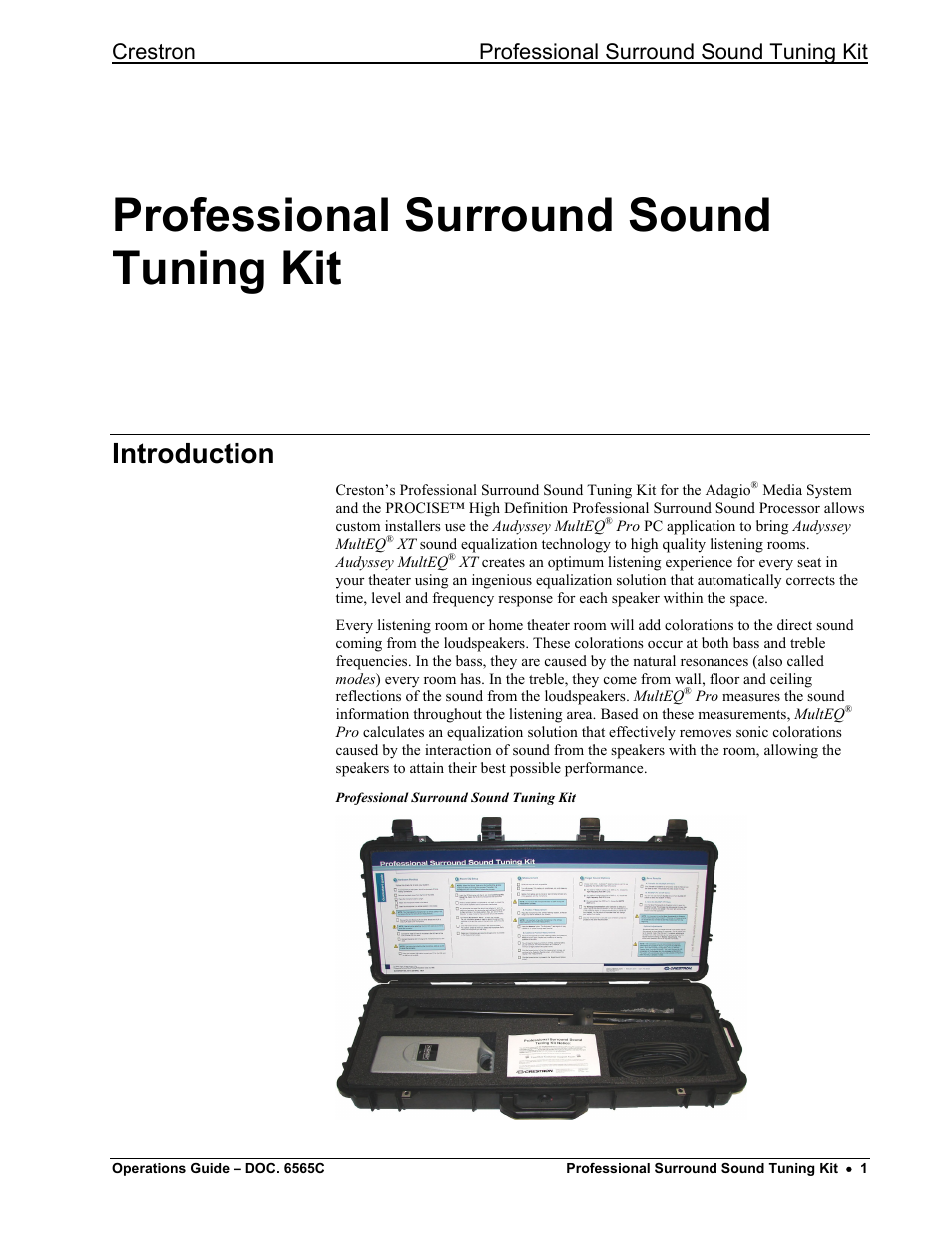 Professional surround sound tuning kit, Introduction, Crestron professional surround sound tuning kit | Crestron electronic Surround Sound Tuning Kit User Manual | Page 9 / 32