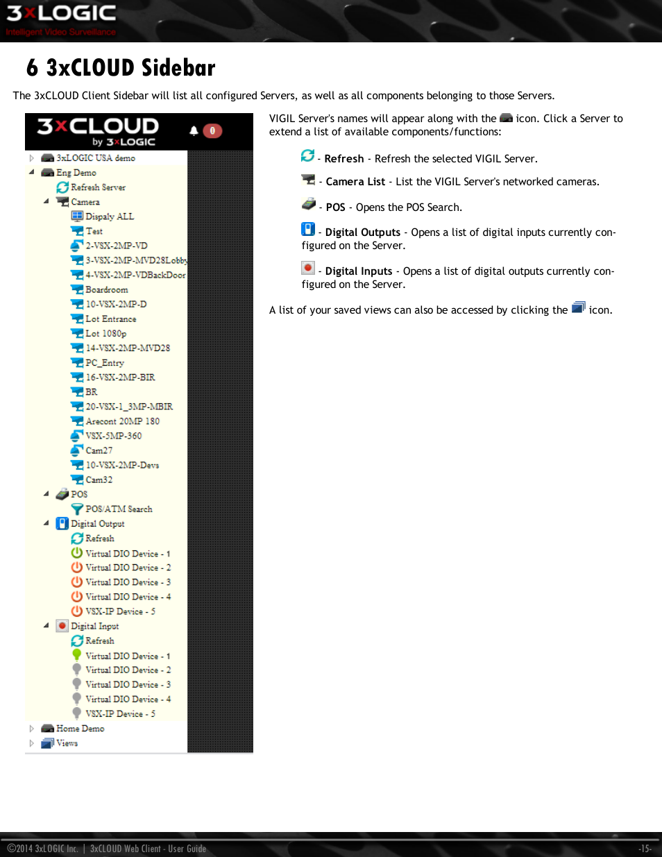 6 3xcloud sidebar | 3xLOGIC 3xCLOUD Web Client User Manual | Page 19 / 31