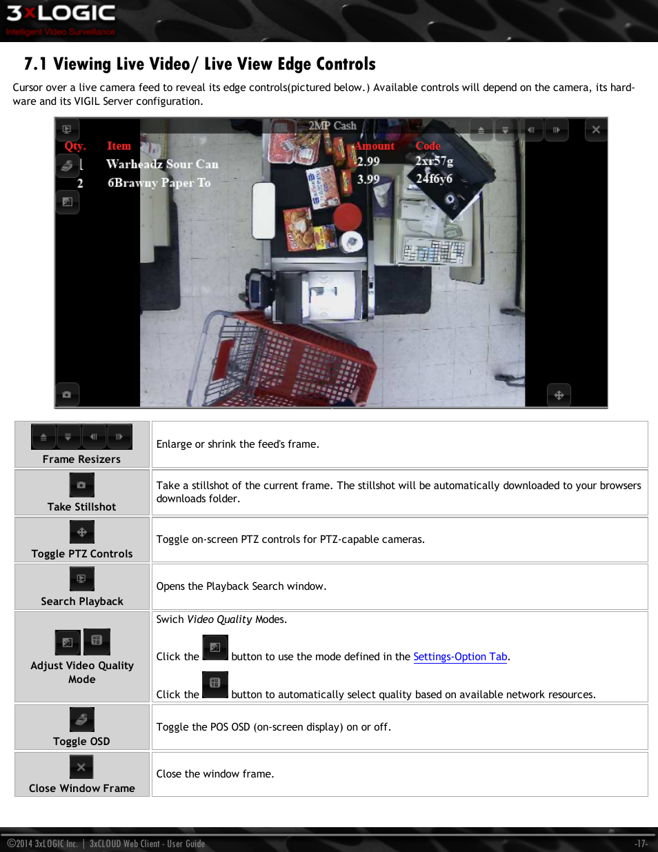 1 viewing live video/ live view edge controls | 3xLOGIC 3xCLOUD Web Client User Manual | Page 21 / 31