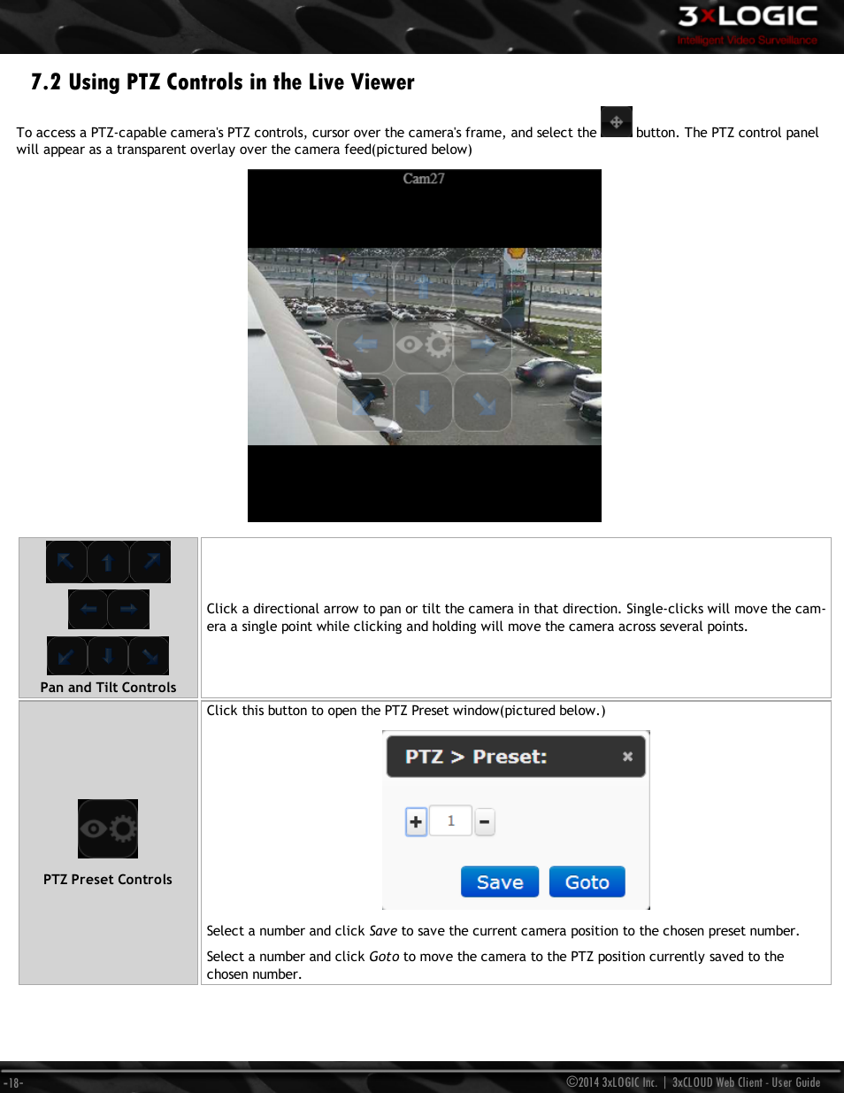 2 using ptz controls in the live viewer | 3xLOGIC 3xCLOUD Web Client User Manual | Page 22 / 31